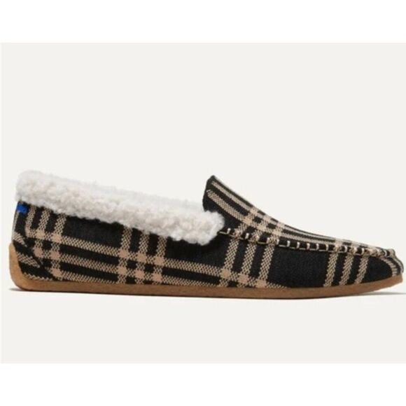 ROTHY'S Merino Wool Blend Slip-on Black Plaid Moccasin Slippers Size 8 NWOB - Picture 3 of 11